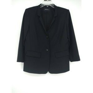 Lafayette 148 womans black 2 button virgin wool blazer Size 12 3/4 sleeves